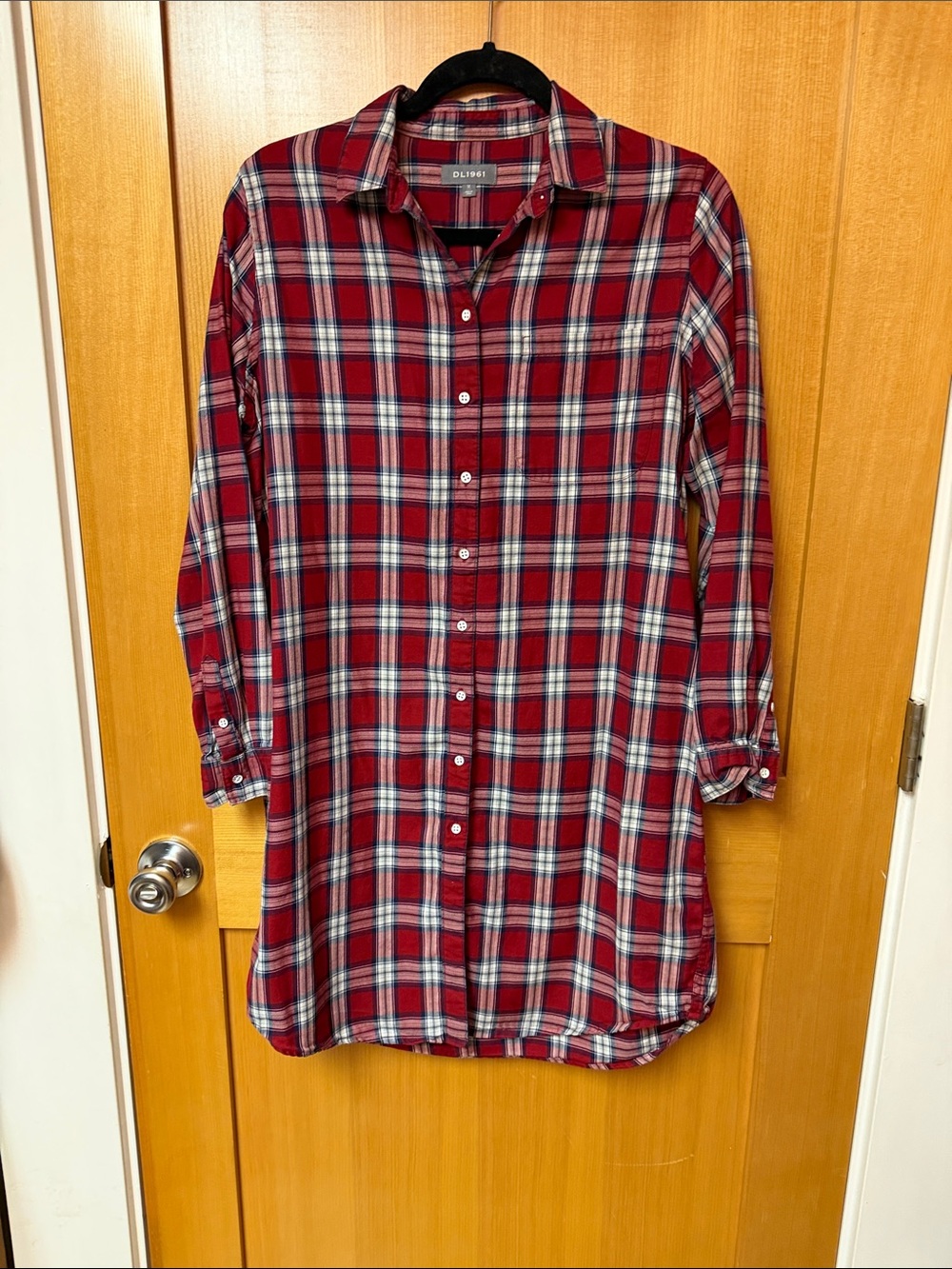 DL1961 Red Plaid Shirt Dress